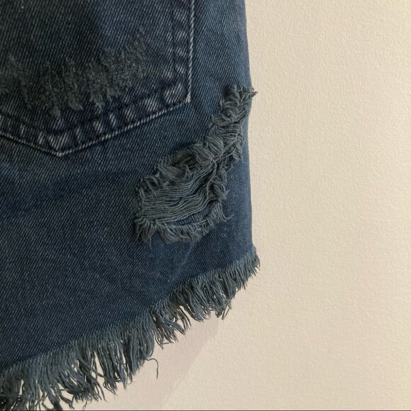 ONE TEASPOON Sz  26 Distressed Button Fly Mini Jean Denim Skirt - Picture 8 of 15